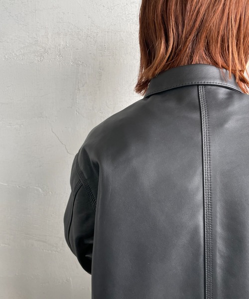 ‪【美品】Schott ラムレザー カバーオール ジャケット LAMB LEATHER COVERALL JACKET/ラムレザー カバーオール ジャケット