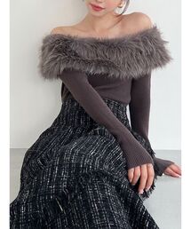 RESEXXY | フェイクファーオフショルニットトップス(ニット/セーター)