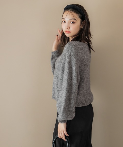 coca(coca)(コカ)の「Vネックニットトップス(ニット/セーター・レディース・グレー/ライトピンク・L/S/M)」の7枚目の写真