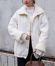 2WAY リバーシブル ボア×キルティング中綿ジャケットアイボリー