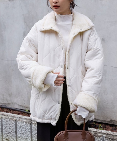 セール】2WAY リバーシブル ボア×キルティング中綿ジャケット