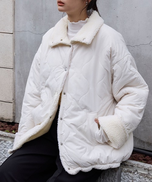 2WAY リバーシブル ボア×キルティング中綿ジャケット（ブルゾン