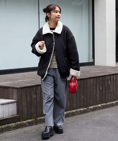 セール】2WAY リバーシブル ボア×キルティング中綿ジャケット