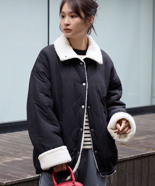 2WAY リバーシブル ボア×キルティング中綿ジャケット MONO-MART│MONO