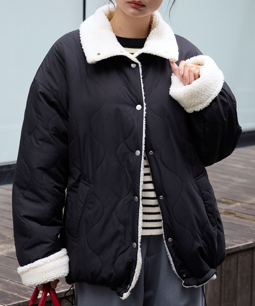 2WAY リバーシブル ボア×キルティング中綿ジャケット MONO-MART│MONO