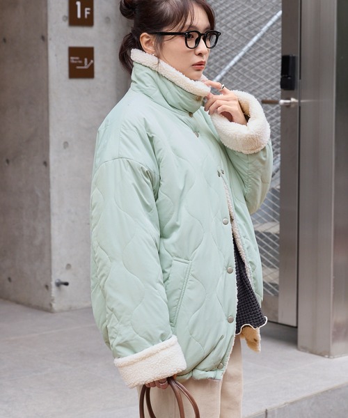 セール】2WAY リバーシブル ボア×キルティング中綿ジャケット