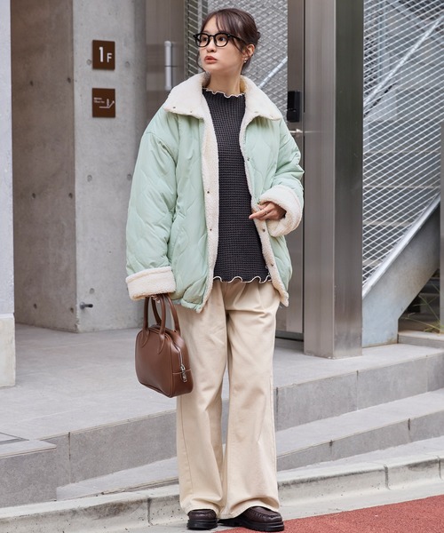 マチャット キルティング ボア ジャケット リバーシブル アイボリー 楽天市場】リバーシブル キルティング ボア ジャケット ブルゾン