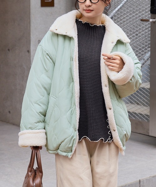 2WAY リバーシブル ボア×キルティング中綿ジャケット MONO-MART│MONO