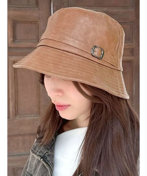 RESEXXY(リゼクシー)の「フェイクレザーバケットハット(ハット・レディース・ブラック/ブラウン・FREE)」の2枚目の写真