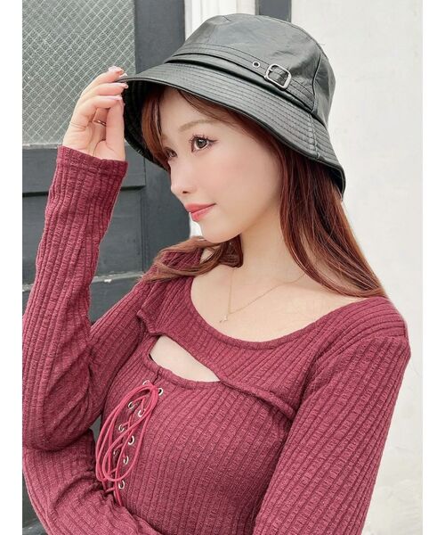 RESEXXY(リゼクシー)の「フェイクレザーバケットハット(ハット・レディース・ブラック/ブラウン・FREE)」の3枚目の写真