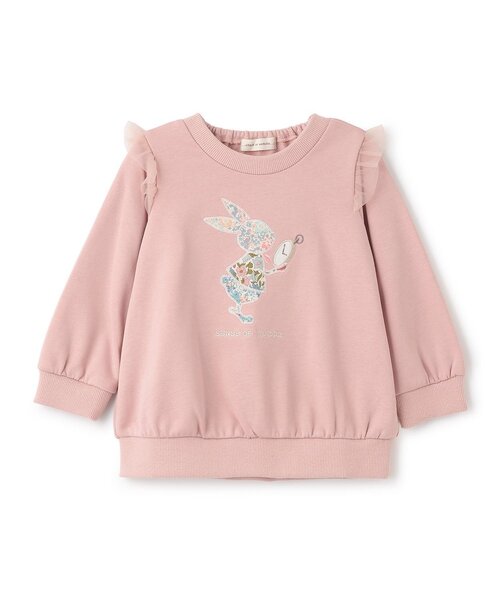 sense of wonder(センスオブワンダー)の「リバティウサギ時計トレーナー(スウェット・キッズ・ピンク/ラベンダー・80cm/90cm/100cm/110cm/120cm)」の2枚目の写真