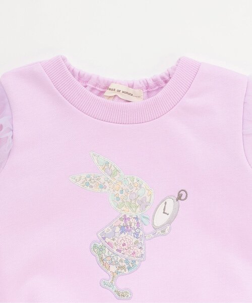 sense of wonder(センスオブワンダー)の「リバティウサギ時計トレーナー(スウェット・キッズ・ピンク/ラベンダー・80cm/90cm/100cm/110cm/120cm)」の4枚目の写真