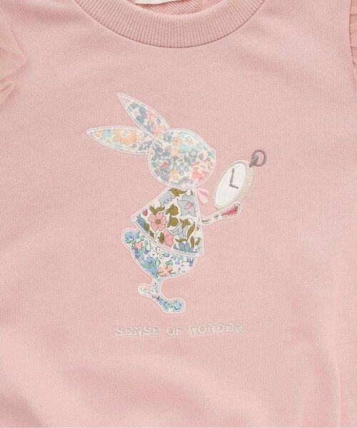 sense of wonder(センスオブワンダー)の「リバティウサギ時計トレーナー(スウェット・キッズ・ピンク/ラベンダー・80cm/90cm/100cm/110cm/120cm)」の5枚目の写真