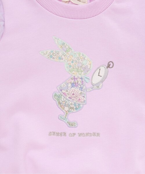 sense of wonder(センスオブワンダー)の「リバティウサギ時計トレーナー(スウェット・キッズ・ピンク/ラベンダー・80cm/90cm/100cm/110cm/120cm)」の6枚目の写真
