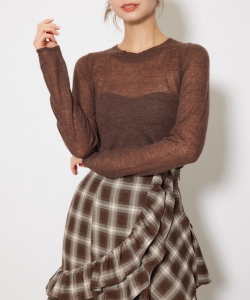 rienda（リエンダ）の「バックリボンアルパカミックスニットトップス 秋服 冬服（ニット/セーター・レディース・ピンク/ブラウン/ホワイト・FREE）」の3枚目の写真