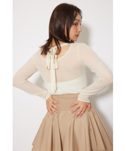 rienda（リエンダ）の「バックリボンアルパカミックスニットトップス 秋服 冬服（ニット/セーター・レディース・ピンク/ブラウン/ホワイト・FREE）」の6枚目の写真