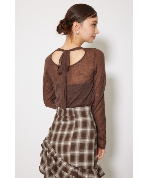 rienda（リエンダ）の「バックリボンアルパカミックスニットトップス 秋服 冬服（ニット/セーター・レディース・ピンク/ブラウン/ホワイト・FREE）」の18枚目の写真