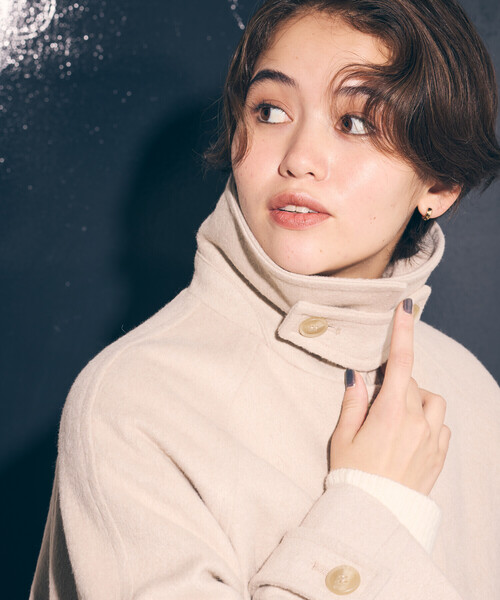 COMME CA ISM(コムサイズム)の「ステンカラーコクーンコート(ステンカラーコート・レディース・ブラック/グレー/ベージュ・LARGE/MEDIUM)」の5枚目の写真