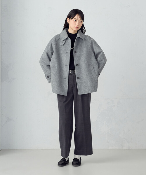 COMME CA ISM(コムサイズム)の「ステンカラーコクーンコート(ステンカラーコート・レディース・ブラック/グレー/ベージュ・LARGE/MEDIUM)」の7枚目の写真