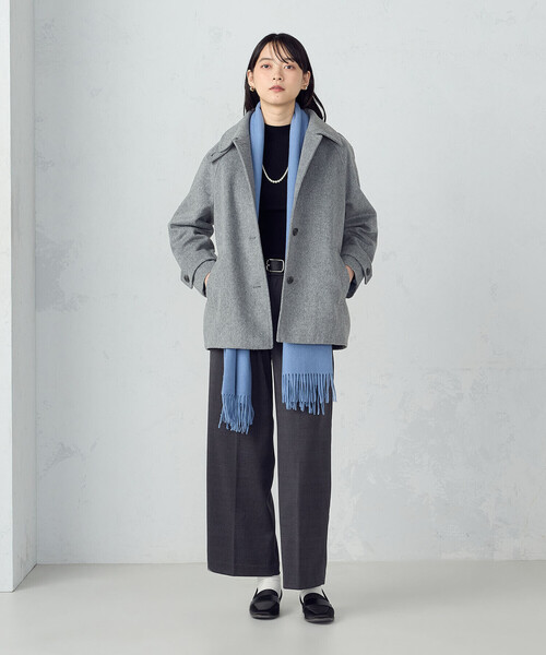 COMME CA ISM(コムサイズム)の「ステンカラーコクーンコート(ステンカラーコート・レディース・ブラック/グレー/ベージュ・LARGE/MEDIUM)」の8枚目の写真