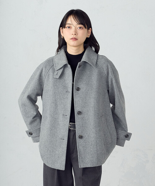 COMME CA ISM(コムサイズム)の「ステンカラーコクーンコート(ステンカラーコート・レディース・ブラック/グレー/ベージュ・LARGE/MEDIUM)」の12枚目の写真