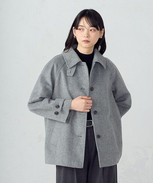 COMME CA ISM(コムサイズム)の「ステンカラーコクーンコート(ステンカラーコート・レディース・ブラック/グレー/ベージュ・LARGE/MEDIUM)」の13枚目の写真