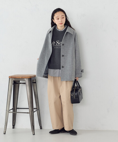 COMME CA ISM(コムサイズム)の「ステンカラーコクーンコート(ステンカラーコート・レディース・ブラック/グレー/ベージュ・LARGE/MEDIUM)」の15枚目の写真