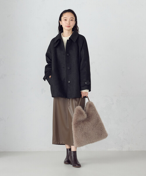 COMME CA ISM(コムサイズム)の「ステンカラーコクーンコート(ステンカラーコート・レディース・ブラック/グレー/ベージュ・LARGE/MEDIUM)」の20枚目の写真