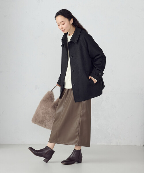 COMME CA ISM(コムサイズム)の「ステンカラーコクーンコート(ステンカラーコート・レディース・ブラック/グレー/ベージュ・LARGE/MEDIUM)」の22枚目の写真