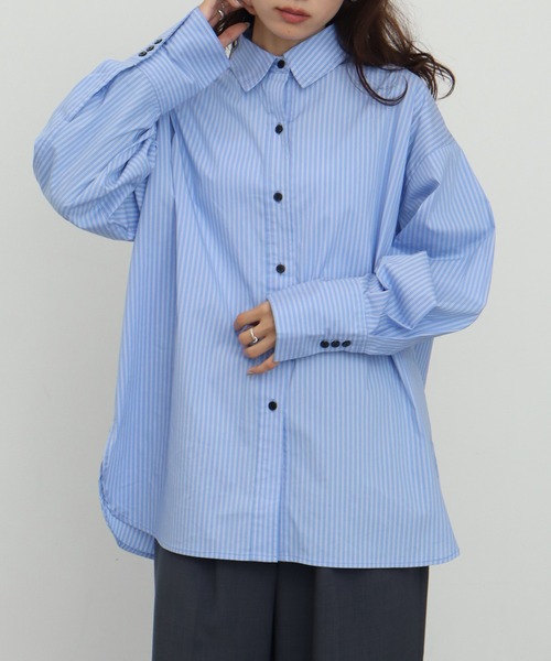 NOGLE（ノグル）の「【NOGLE/ノグル】オーバーストライプシャツ（シャツ/ブラウス・レディース・ブルー/ブラウン・FREE）」の13枚目の写真