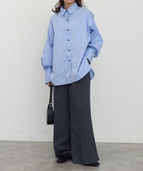 NOGLE（ノグル）の「【NOGLE/ノグル】オーバーストライプシャツ（シャツ/ブラウス・レディース・ブルー/ブラウン・FREE）」の21枚目の写真