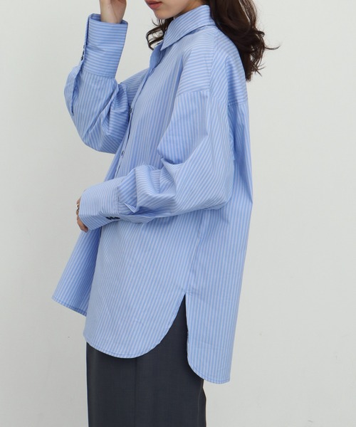 NOGLE（ノグル）の「【NOGLE/ノグル】オーバーストライプシャツ（シャツ/ブラウス・レディース・ブルー/ブラウン・FREE）」の14枚目の写真