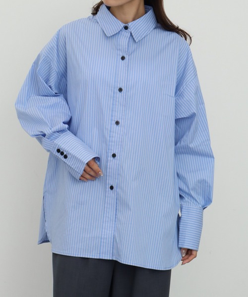 NOGLE（ノグル）の「【NOGLE/ノグル】オーバーストライプシャツ（シャツ/ブラウス・レディース・ブルー/ブラウン・FREE）」の16枚目の写真