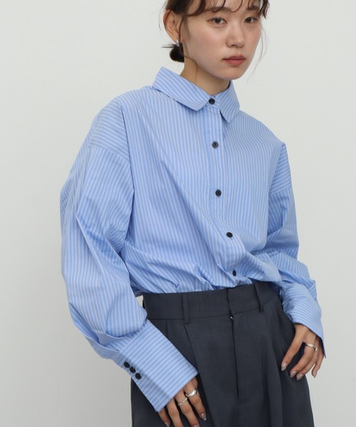 NOGLE（ノグル）の「【NOGLE/ノグル】オーバーストライプシャツ（シャツ/ブラウス・レディース・ブルー/ブラウン・FREE）」の18枚目の写真