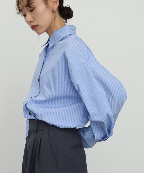 NOGLE（ノグル）の「【NOGLE/ノグル】オーバーストライプシャツ（シャツ/ブラウス・レディース・ブルー/ブラウン・FREE）」の19枚目の写真