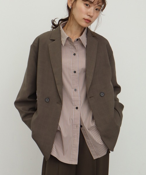 NOGLE（ノグル）の「【NOGLE/ノグル】オーバーストライプシャツ（シャツ/ブラウス・レディース・ブルー/ブラウン・FREE）」の5枚目の写真