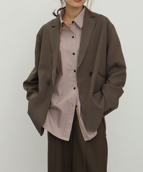 NOGLE（ノグル）の「【NOGLE/ノグル】オーバーストライプシャツ（シャツ/ブラウス・レディース・ブルー/ブラウン・FREE）」の6枚目の写真