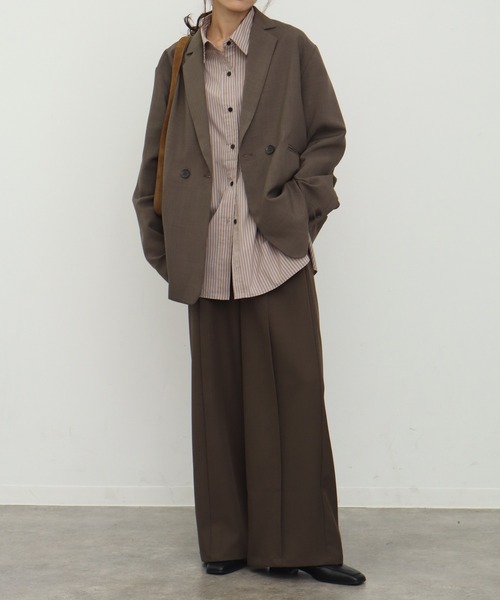 NOGLE（ノグル）の「【NOGLE/ノグル】オーバーストライプシャツ（シャツ/ブラウス・レディース・ブルー/ブラウン・FREE）」の12枚目の写真