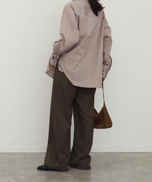 NOGLE（ノグル）の「【NOGLE/ノグル】オーバーストライプシャツ（シャツ/ブラウス・レディース・ブルー/ブラウン・FREE）」の9枚目の写真