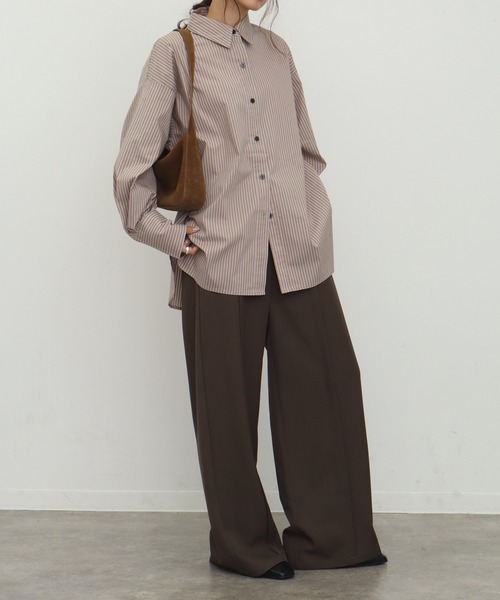 NOGLE（ノグル）の「【NOGLE/ノグル】オーバーストライプシャツ（シャツ/ブラウス・レディース・ブルー/ブラウン・FREE）」の8枚目の写真