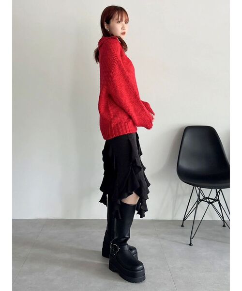 dazzlin(ダズリン)の「フリルスリットサテンスカート(スカート・レディース・ブラック/グレー・SMALL/MEDIUM)」の12枚目の写真