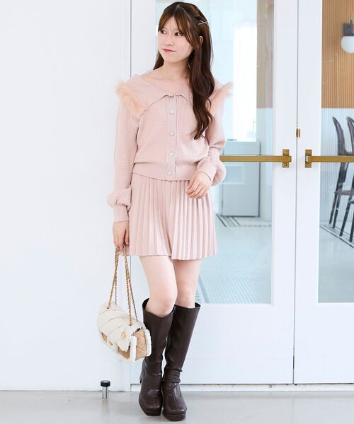 MAJESTIC LEGON(マジェスティックレゴン)の「ニットプリーツミニスカート(スカート・レディース・ピンク/ブラック/アイボリー・MEDIUM)」の11枚目の写真