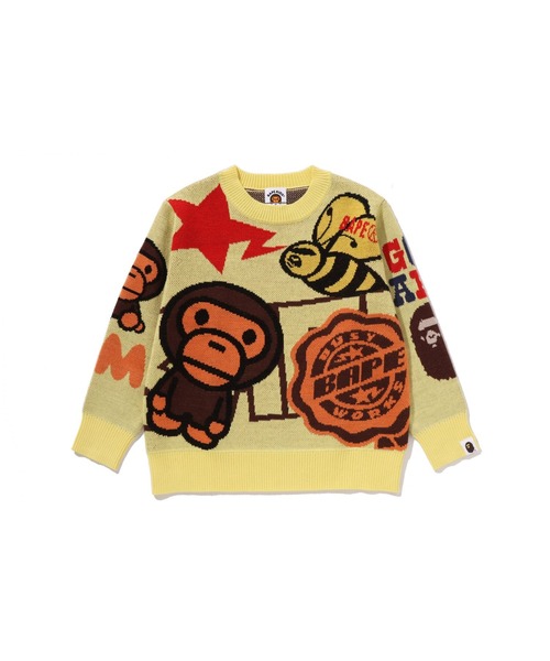 A BATHING APE（アベイシングエイプ）の「BAPE MILO ASSORTED KNIT SWEATER（ニット/セーター・キッズ・サックスブルー/イエロー・100/110/140/130/120）」の2枚目の写真