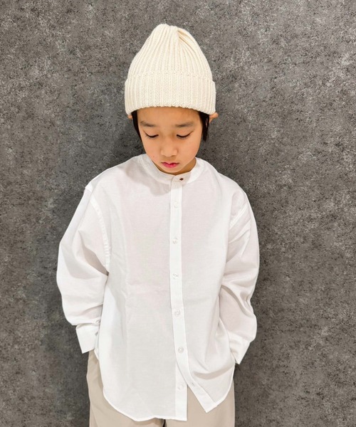 SHISKY(シスキー)の「無地レギュラー バンドカラー オーバーシャツ(シャツ/ブラウス・キッズ・グレー系その他/ホワイト系その他/ベージュ系その他/グリーン系その他・110/120/130/140/150/160)」の5枚目の写真