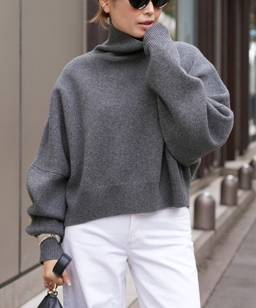 R2W/アールツーダブリュー】CROP TURTLE KNIT（ニット/セーター