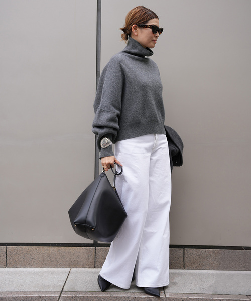 Deuxieme Classe(ドゥーズィエムクラス)の「【R2W/アールツーダブリュー】CROP TURTLE KNIT(ニット/セーター・レディース・チャコールグレー/ボルドー・FREE)」の3枚目の写真