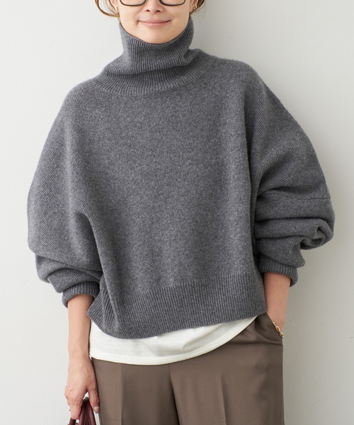 Deuxieme Classe(ドゥーズィエムクラス)の「【R2W/アールツーダブリュー】CROP TURTLE KNIT(ニット/セーター・レディース・チャコールグレー/ボルドー・FREE)」の8枚目の写真