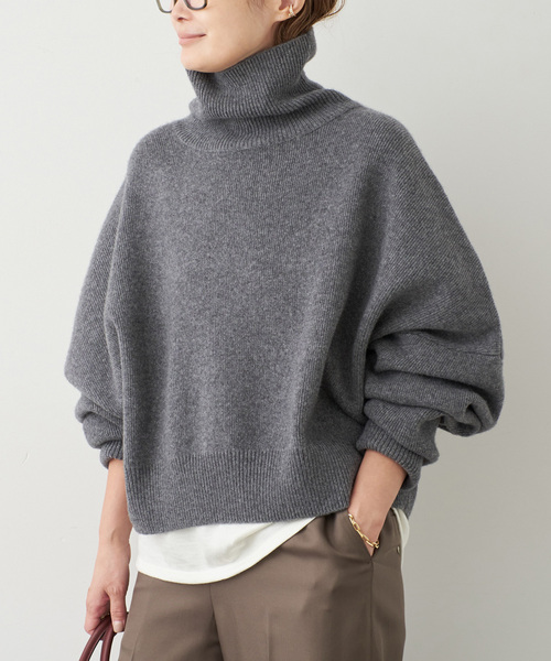 Deuxieme Classe(ドゥーズィエムクラス)の「【R2W/アールツーダブリュー】CROP TURTLE KNIT(ニット/セーター・レディース・チャコールグレー/ボルドー・FREE)」の9枚目の写真