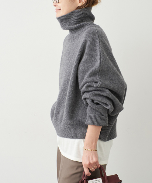 Deuxieme Classe(ドゥーズィエムクラス)の「【R2W/アールツーダブリュー】CROP TURTLE KNIT(ニット/セーター・レディース・チャコールグレー/ボルドー・FREE)」の10枚目の写真