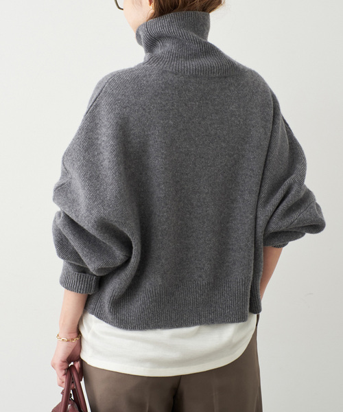 Deuxieme Classe(ドゥーズィエムクラス)の「【R2W/アールツーダブリュー】CROP TURTLE KNIT(ニット/セーター・レディース・チャコールグレー/ボルドー・FREE)」の11枚目の写真